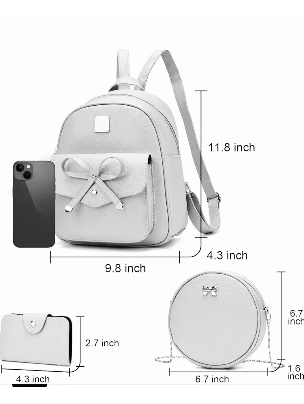 NWT Girls 4-Piece Faux Leather Fashion Backpack Set In Orange